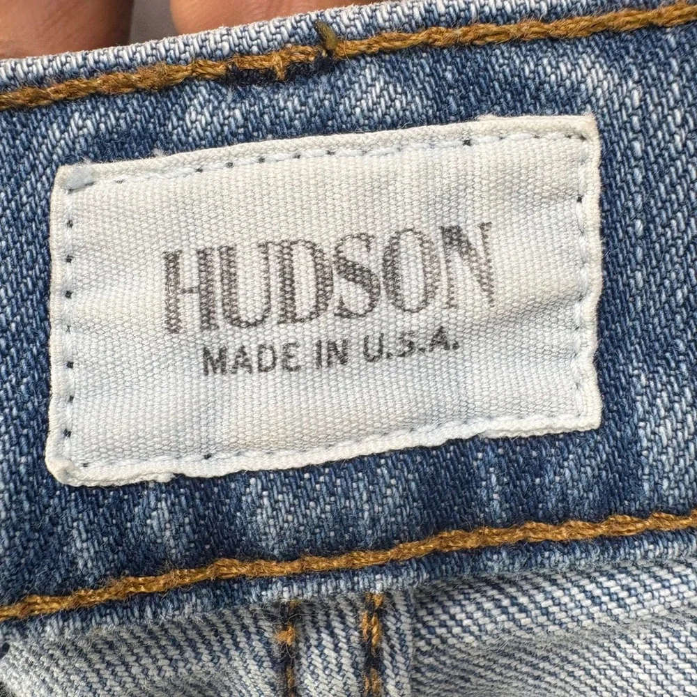 Hudson Byron Straight Leg Jeans Mens Size 32 Distressed Light Wash Button Fly